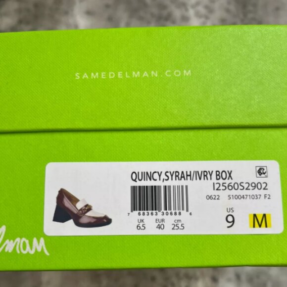 Sam Edelman Quincy Block Heel Loafer MSRP$190 CHIC & COMFORTABLE in Syrah/Ivory - Picture 4 of 13